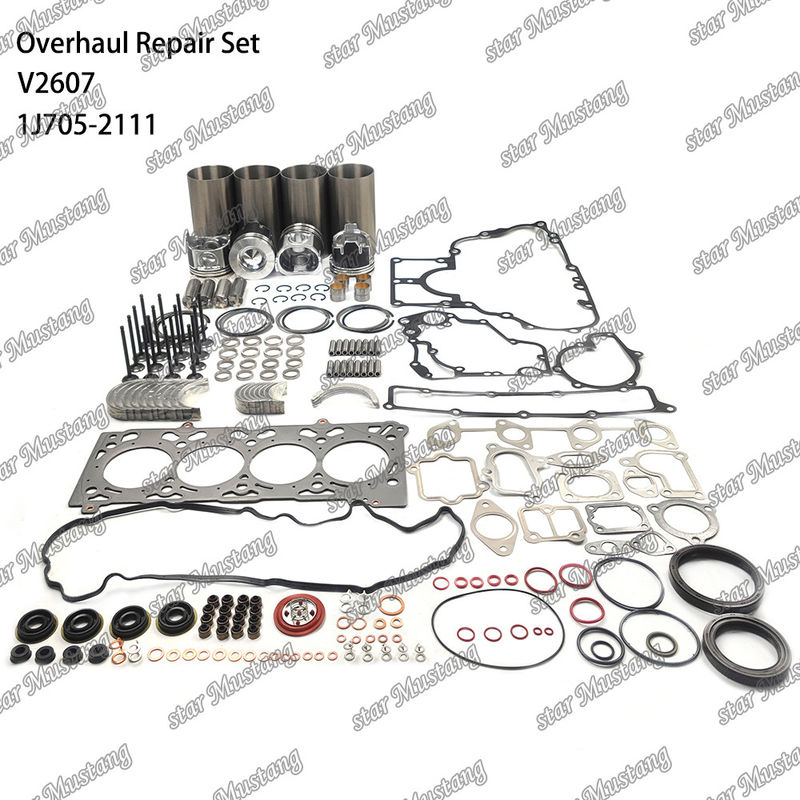 V2607 Kit de révision et de reconstruction de cylindre de remplissage de piston avec kit de broche de soupape de siège de soupape de guidage de soupape de joint pour Kubota