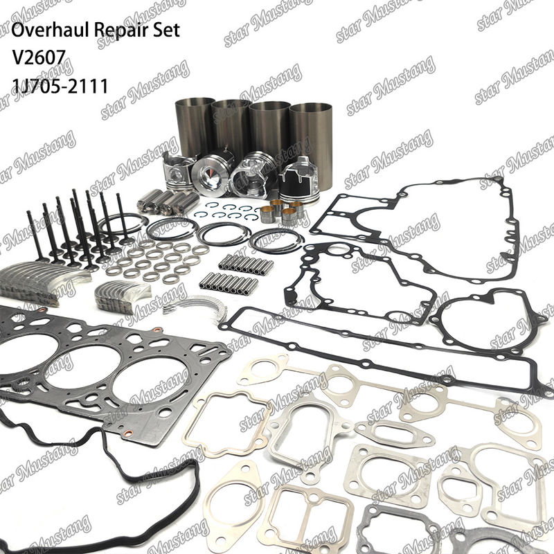 V2607 Kit de révision et de reconstruction de cylindre de remplissage de piston avec kit de broche de soupape de siège de soupape de guidage de soupape de joint pour Kubota