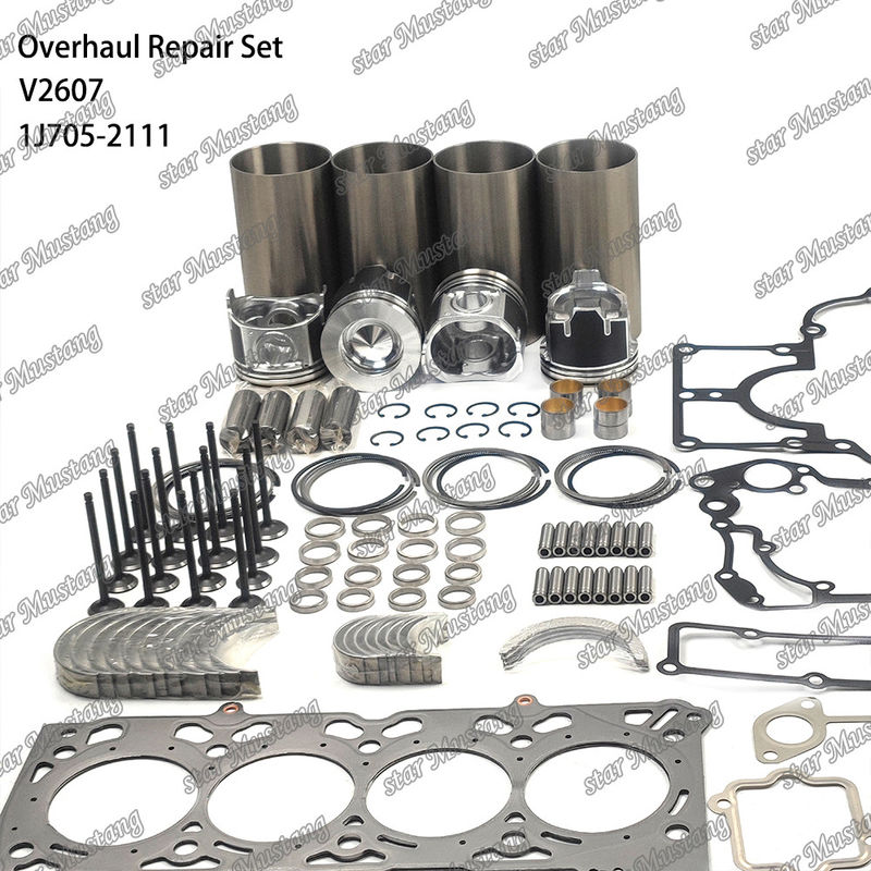 V2607 Kit de révision et de reconstruction de cylindre de remplissage de piston avec kit de broche de soupape de siège de soupape de guidage de soupape de joint pour Kubota