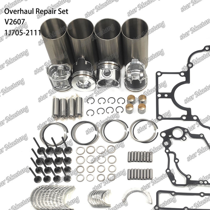 V2607 Kit de révision et de reconstruction de cylindre de remplissage de piston avec kit de broche de soupape de siège de soupape de guidage de soupape de joint pour Kubota