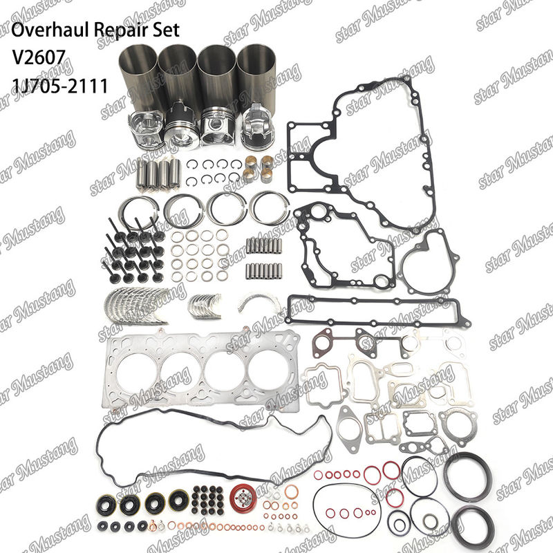 V2607 Kit de révision et de reconstruction de cylindre de remplissage de piston avec kit de broche de soupape de siège de soupape de guidage de soupape de joint pour Kubota