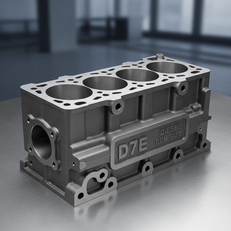 Bloc de cylindres modèle D7E pour moteur diesel avec structure intégrée et taille OEM